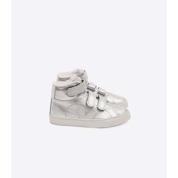 Kids' Veja ESPLAR MID FURED LEATHER High Tops Silver | SG 690NWY